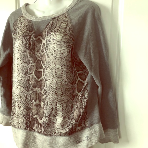 7 For All Mankind Snakeskin print sweatshirt sizeM - Picture 1 of 3